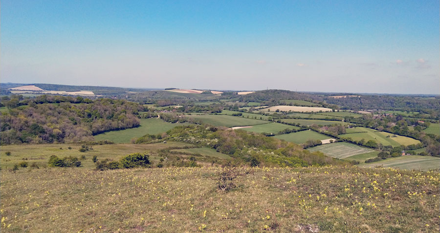 The views from the top of Butser Hill are stunning - and notice the blue sky - is stayed like that all day!